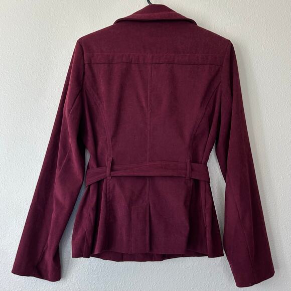 Vintage Laura Scott Blazer tie belt faux suede office career Y2K fall winter M - Picture 6 of 10